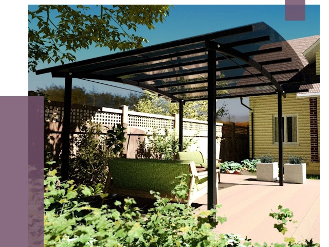 Навесы для террасы в Шебекине от 12981 руб. под ключ | ПРОЛЁТ-Шбк