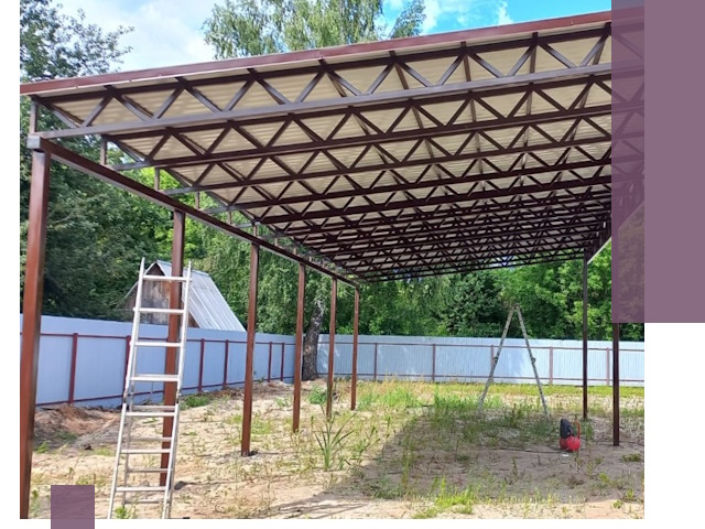 Односкатные навесы под ключ в Шебекине — изготовление и монтаж