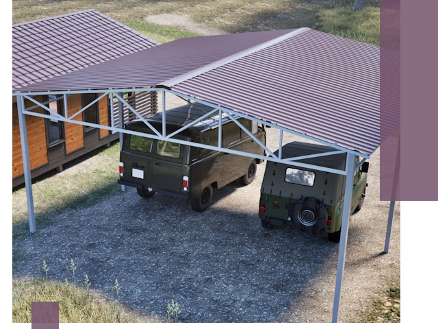 Двускатные навесы под ключ в Шебекине — изготовление и монтаж